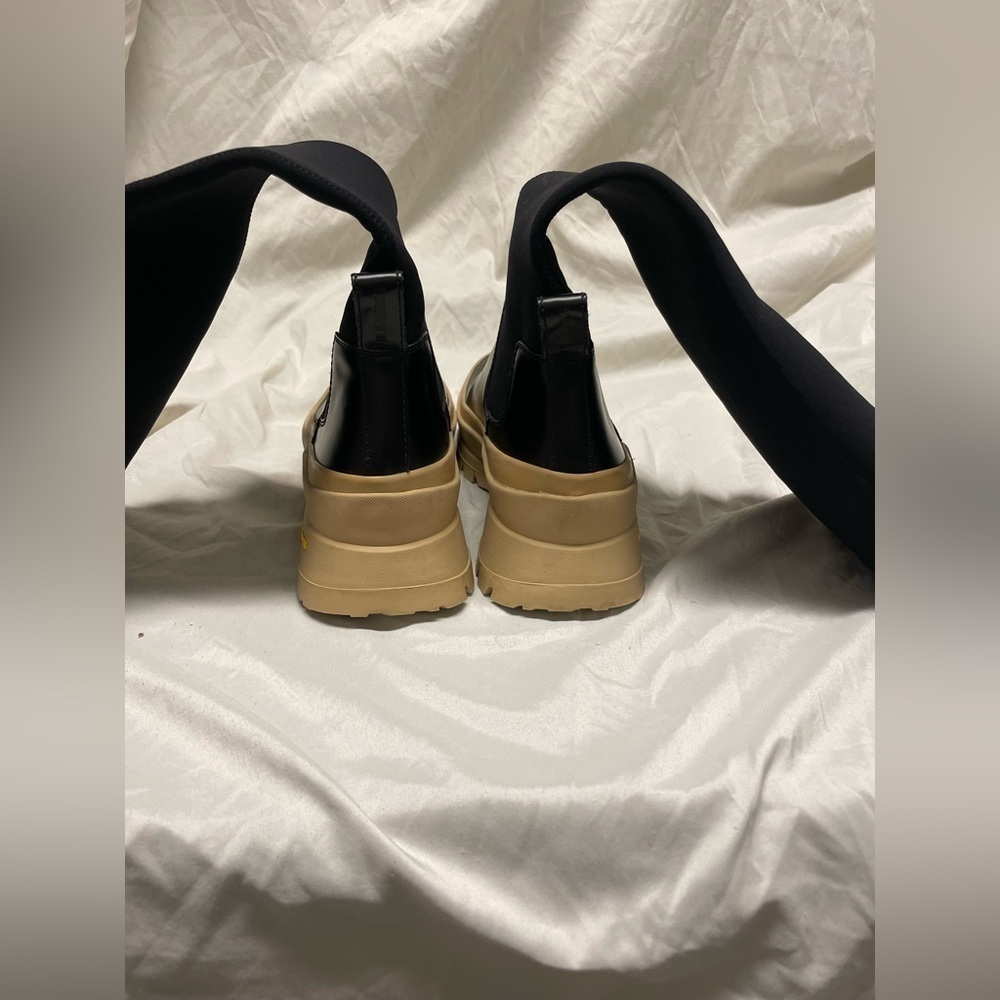 Jill Sander Black and Tan leather and scuba jersey tall Boots 39 US 8.5 Italy - Picture 7 of 11
